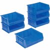 Global Industrial Hang & Stack Storage Bin, Plastic, 16-1/2 in W, 7 in H, Blue 269686BL